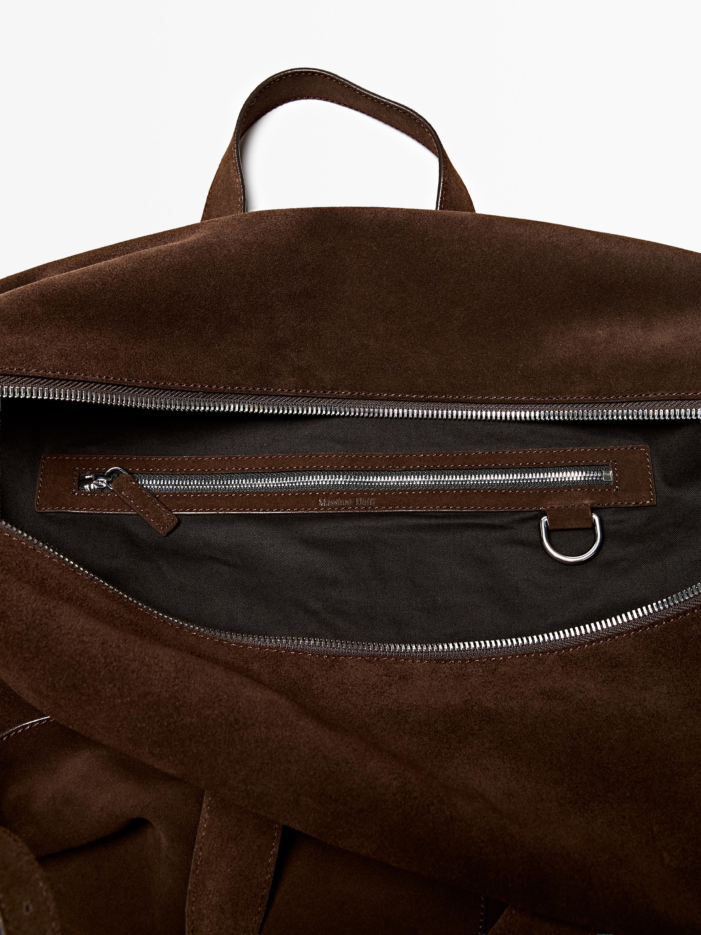 Suede leather maxi duffle bag